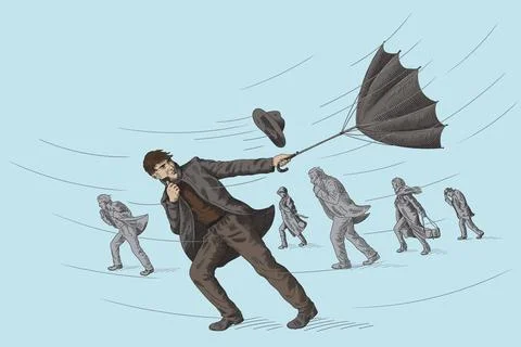Man with an umbrella Stock Illustration