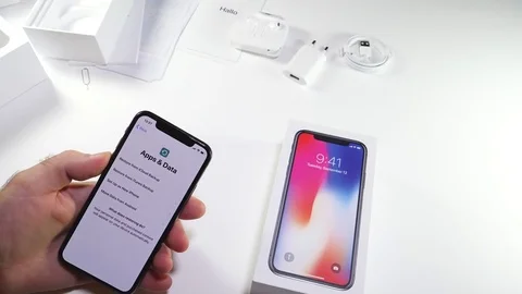 Man unbox the latest iPhone x activation Stock-Footage 82148485