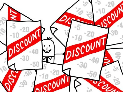 Man under discount boards Stock Illustration