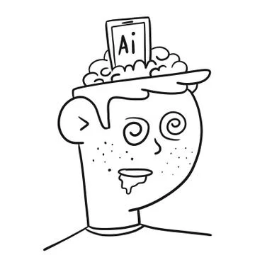 Man under the influence of ai, flat Stock Illustration