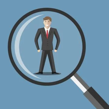 Man under magnifier Stock Illustration