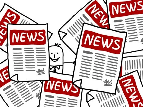 Man under newspapers Stock Illustration