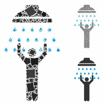 Man under shower Composition Icon of Unequal Elements イラスト素材