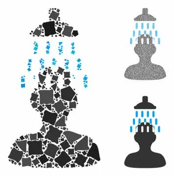 Man under shower Composition Icon of Raggy Elements 스톡 일러스트