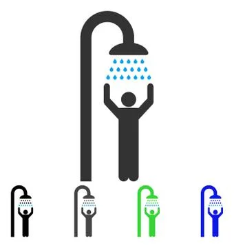Man Under Shower Flat Icon Stock Illustration