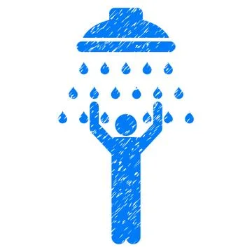 Man Under Shower Grainy Texture Icon Stock Illustration