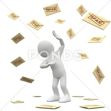 Man under the spam rain Stock Illustration