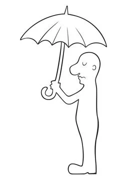 Man under umbrella Stock Illustration