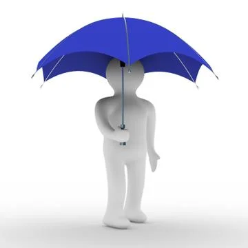 Man under umbrella. Isolated 3D image Illustrazione stock