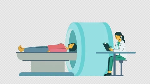 Man undergoes CT Scan  Flat animation 4k Loop Stock Footage 318549163