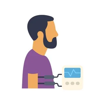 Man undergoing polygraph test checking truth and deception Stock Illustration