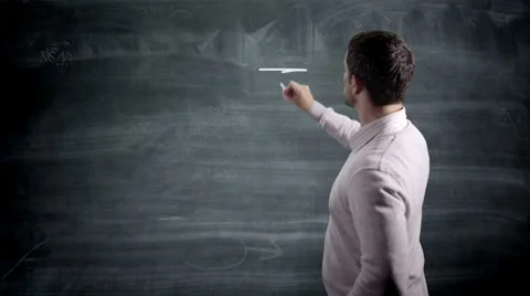 Man underlining on blackboard.  Professor working in education. Vídeos de archivo 32721094