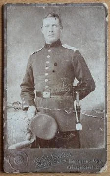 Man in uniform c 1890 visiting format carte de visite photograph fixed on Stock Illustration