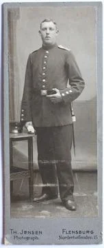 Man in uniform c 1890 visiting format carte de visite photograph fixed on Stock Illustration