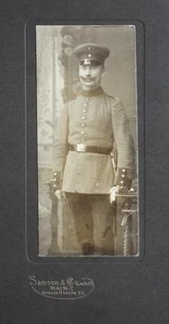 Man in uniform c 1890 visiting format carte de visite photograph fixed on Stock Illustration
