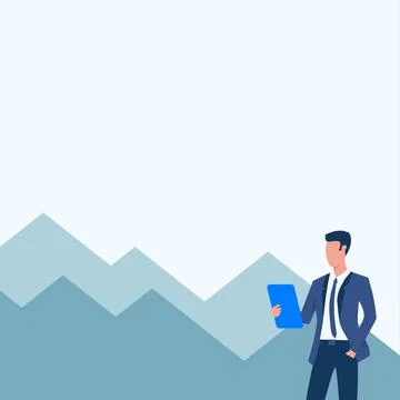 Man In Uniform Drawing One Hand In Pocket Standing Holding Computer Tablet With イラスト素材