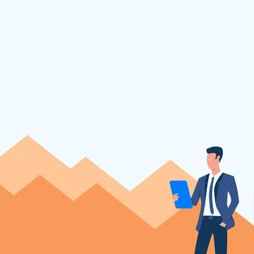 Man In Uniform Drawing One Hand In Pocket Standing Holding Computer Tablet With Stock Illustration