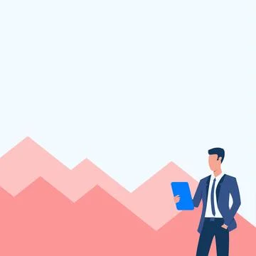 Man In Uniform Drawing One Hand In Pocket Standing Holding Computer Tablet With Illustrazione stock