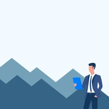 Man In Uniform Drawing One Hand In Pocket Standing Holding Computer Tablet With Stockillustratie