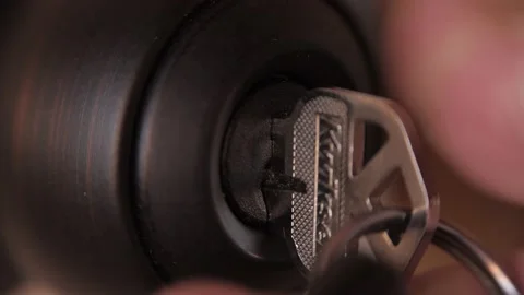 Man unlocks Door With Key  CU Turned And Opened Vídeos de archivo 148397513