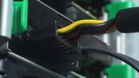Man Unplugging Power Cable And SATA Cable From A Hard Disk Drive Stock Footage 36035516