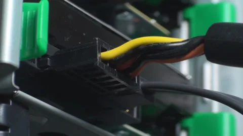 Man Unplugging A Power Cable From A Hard Disk Drive Side-Shot Stock Footage 36035530