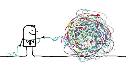 Man untangling a knot Stock Illustration