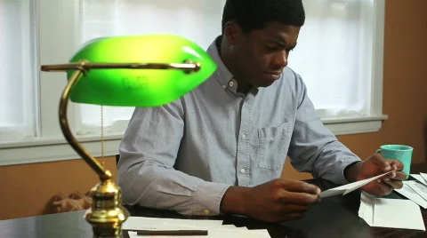 Man upset about bills Stock Footage 842277