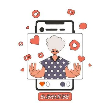 The man is upset because of the lack of likes and comments. Internet addictio Stock Illustration