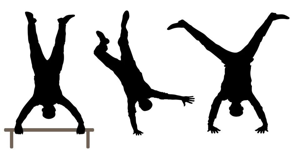 Man upside down silhouette Stock Illustration