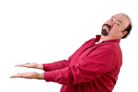 Man with upturned hands looking over shoulder Stock Photos