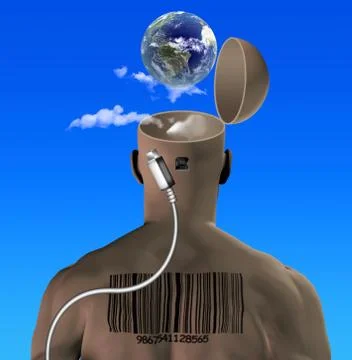 Man with USB socket Illustrazione stock