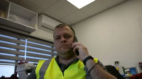 Man use cellular phone at workplace Video stock 181111204