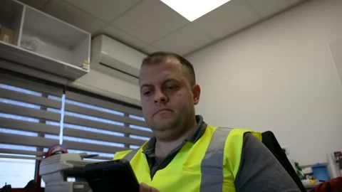 Man use cellular phone at workplace Video stock 181111207
