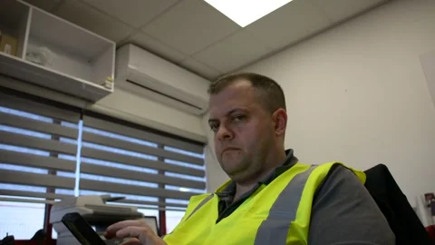 Man use cellular phone at workplace Video stock 181111718