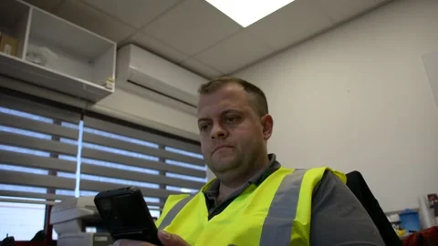 Man use cellular phone at workplace Video stock 181112469