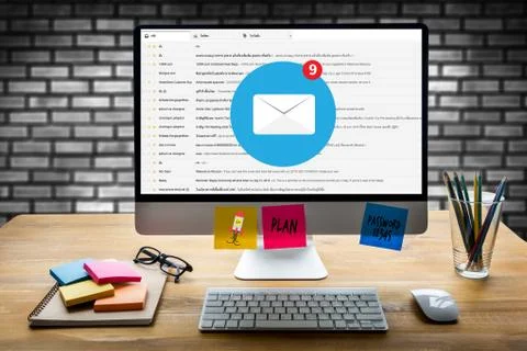 Man use computer email box Electronic Communication Email Correspondence  M.. 스톡 사진