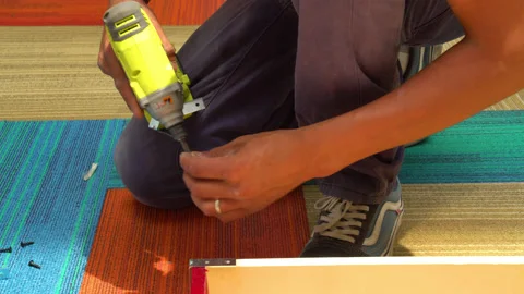 A man use a drill in the work. Stock-Footage 132090410