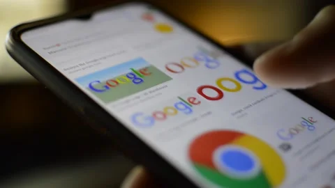 Man use google on the phone, internet telecommunication display 動画素材 170416576