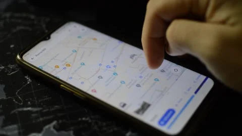 Man use internet google gps app on his mobile phone. phone gps communication Video stock 172481019