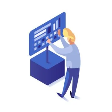 Man use screen 스톡 일러스트