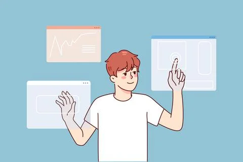 Man use touchpad access personal identification Stock Illustration