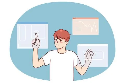 Man use touchpad access personal identification Illustrazione stock