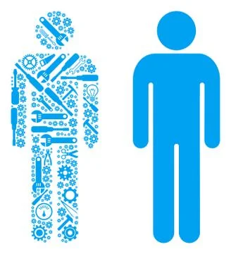 Man User Composition of Repair Tools Stock Illustration
