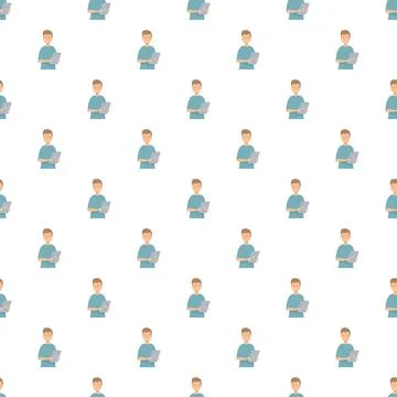 Man user seamless pattern using digital tablet Stock Illustration