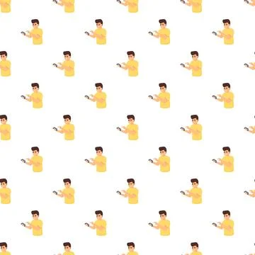 Man users interacting with smartphone screen pattern 스톡 일러스트