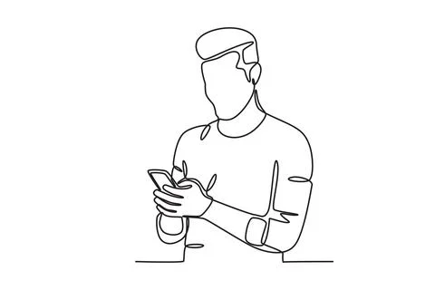 A man uses a cellphone Stock Illustration
