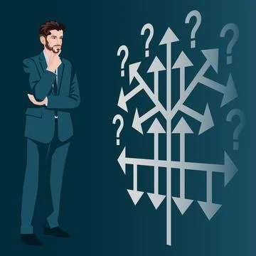 A man uses a decision tree. Flat Stock Illustration