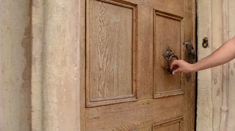 Man Uses Door Knocker Stock Footage 46117074
