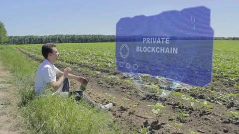 Man uses HUD Private Blockchain 스톡 동영상 154309311